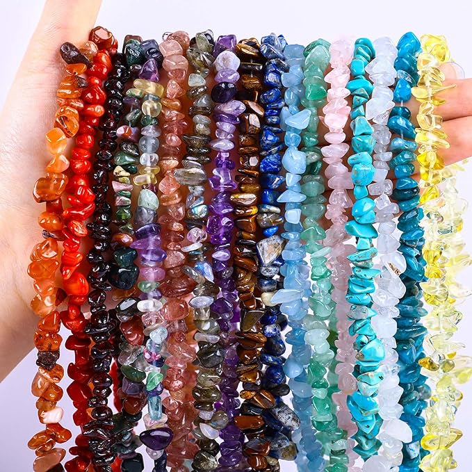200pcs Natural Chip Stone Beads Gemstone Healing Crystal Loose Rock Bead | - Image 5