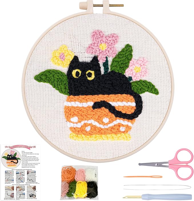 Louise Maelys Cat Plant Pattern Embroidery Kit by LouiseMaelys