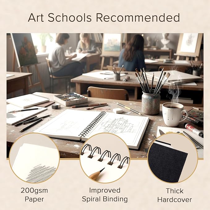Artist’s Sketchbook Hardcover – 200GSM Very Thick Paper – Large, Spiral Sketch - Image 5