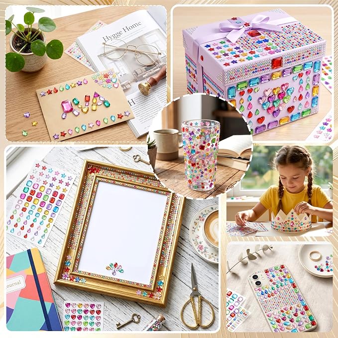 8497 Pcs Gem Stickers Rhinestone Stickers Self-Adhesive Rhinestones Acrylic - Image 7