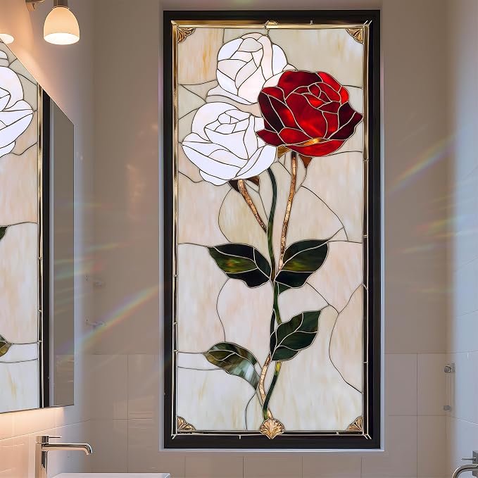 Stained Glass Window Privacy Film Static Cling by AOHMPT