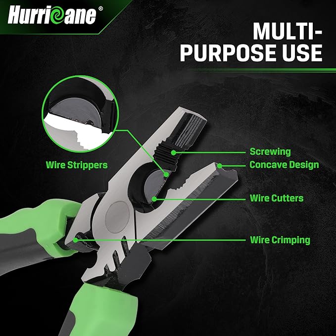 HURRICANE 6" Stripped Screw Extractor Pliers, Pro Linesman Pliers with Non-Slip Jaws, Remove Damaged/Rusted Screws Fast, with Wire Cutter, Crimper & Stripper