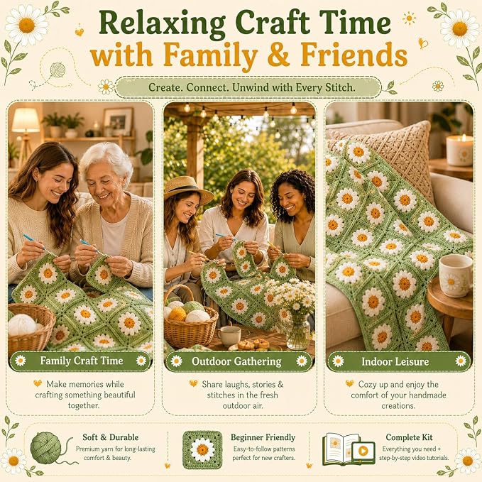 Coopay Crochet Kit for Beginners Adults, Large Crochet Blanket Kit - Image 7
