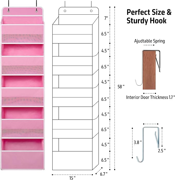 TYMENSH Pink Over Door Organizer - Image 2