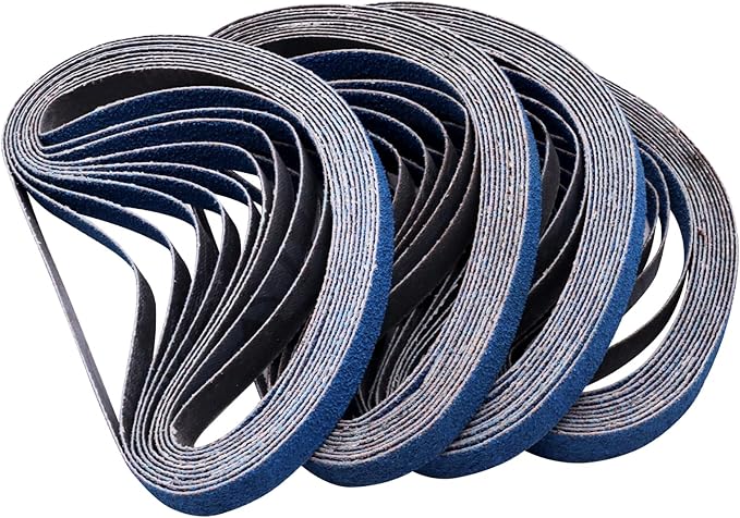 1/2 x 18 Inch Zirconia Sanding Belts for Metal, 80 Grit 1/2 x 18 Sander Belt for Air Belt Sander, Zirconia Metal Grinding Sand Paper for Knife Blade Sharpening, Metal Polishing, Derusting, 40Pcs