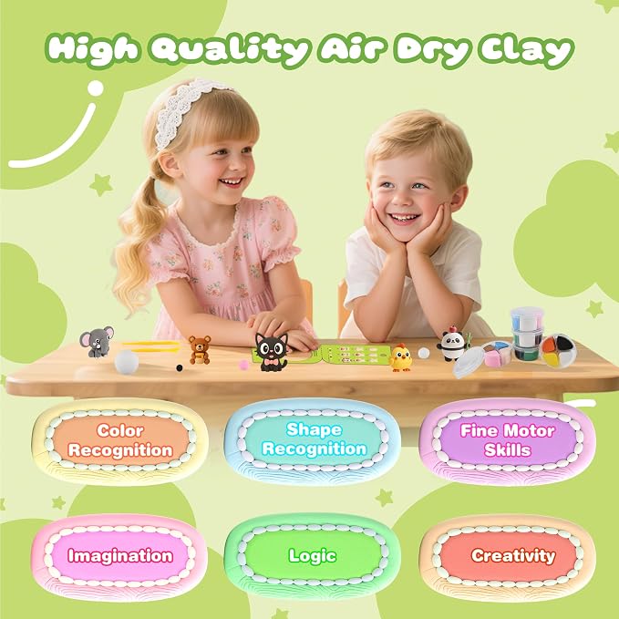 Nicella Air Dry Clay Kit, 12 Animals Modeling Clay - Image 6