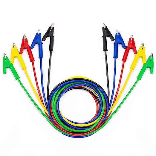 KAIWEETS 5PCS Alligator Clips Electrical Test Leads Set, 15A Jumper Wires Heavy Duty with Protective Copper Clips, Premium Cables for Electrical Testing, Experiment, 5 Colors 39.6 inches