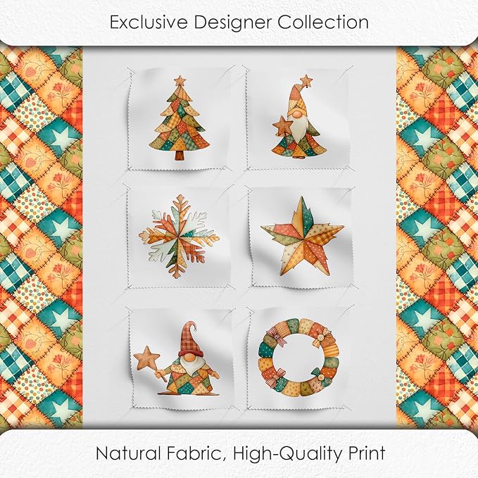 Patchwork Tree Cotton Fabric Panel – Six 10×10 inch Designs + Bonus 29.5×19.6 - Image 5