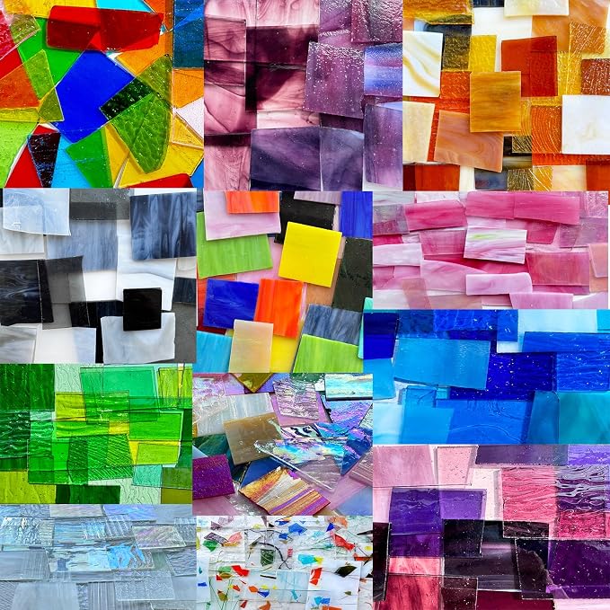 ILLUCKAI 2.2lb Pink Stained Glass Scraps, Irregular Stained Glass Sheets - Image 5