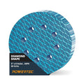 POWERTEC 5 Inch 8-Hole Hook and Loop Diamond Shaped Sanding Discs, 50PK, 60 Grit for Random Orbital Sanders – J-Weight Cloth Backing for Long Life, Anti-Clog Sandpaper (44906)