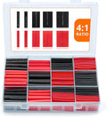 Wirefy Heat Shrink Tubing Kit 190 PCS - 4:1 Ratio Adhesive Lined - Adhesive Heat Shrink with Glue - Black & Red - Heat Shrink Tube Kit, Heat Shrink Assortment, Waterproof Heat-Shrink Tubing