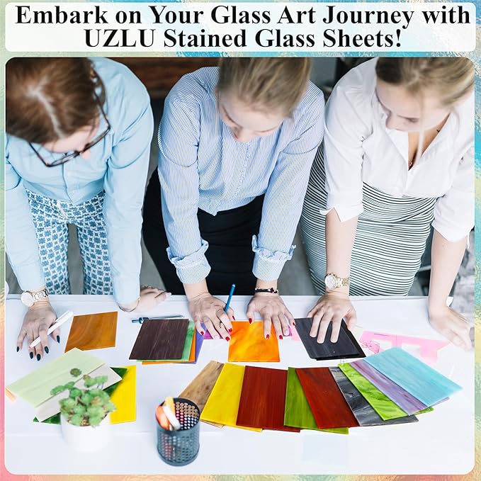 36 Sheets Opaque Stained Glass Bulk Variety Pack, 4 x 6 Inch Mosaic Glass Tiles - Image 5