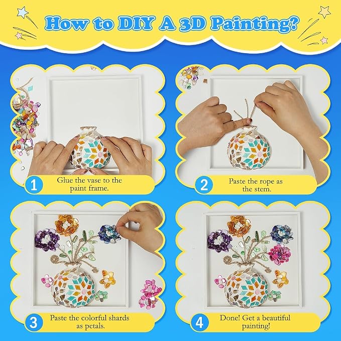 DIY Vase Mosaic Painting Kit, DIY Mosaic Arts and Craft Kits - Image 4