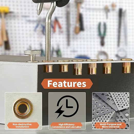 Rivet Nut Installation Tool Set Flat Head Rivnut Threaded Insert Nut Kit SAE & Metric for Metal Heavy Duty Zinc Plated Nutsert (5/16-18(Rivet Nut Tool-25pcs, Stainless))