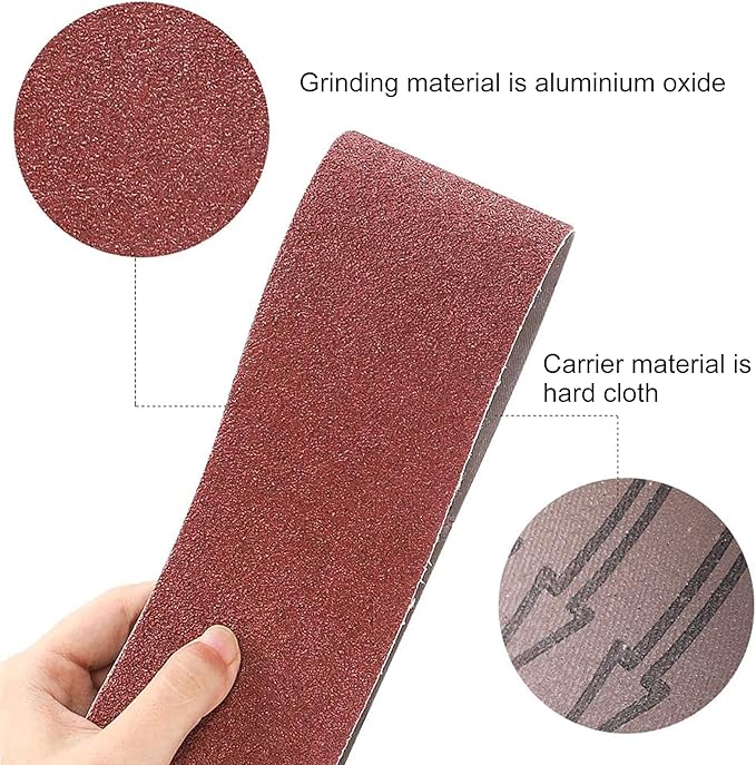 Coceca 3x18 Inch Sanding Belts, 21 Packs Belt Sander Paper Aluminum Oxide Sandpaper (Assorted 3 Each of 40 60 80 120 180 240 320 Grit) for Sander Woodworking