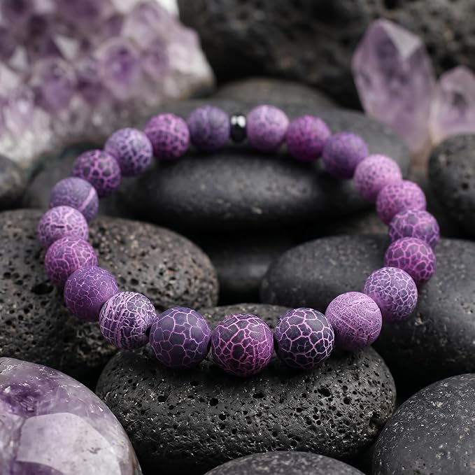 36pcs Natural Matte Purple Oxidized Gemstone Beads，10mm Frosted Round Loose - Image 4