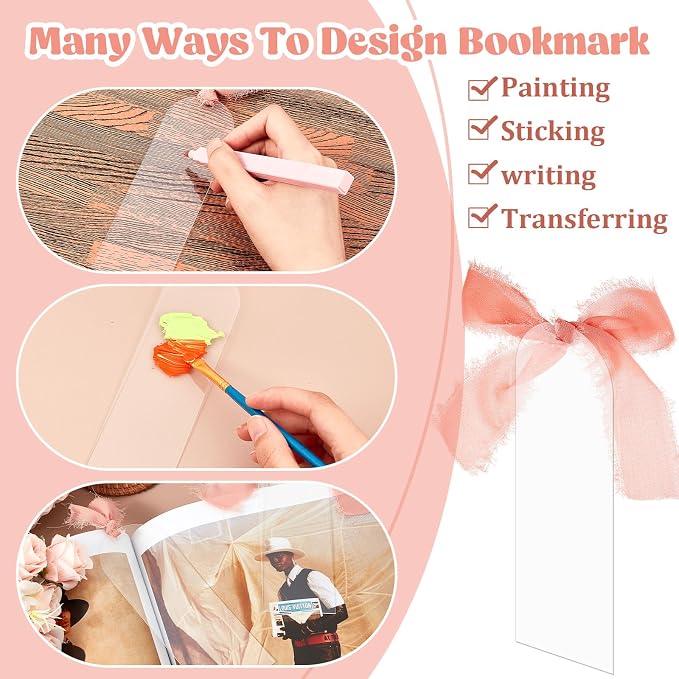 Yeaqee 100 Pcs Acrylic Bookmark Blanks Clear Bookmarks Acrylic Tags - Image 7