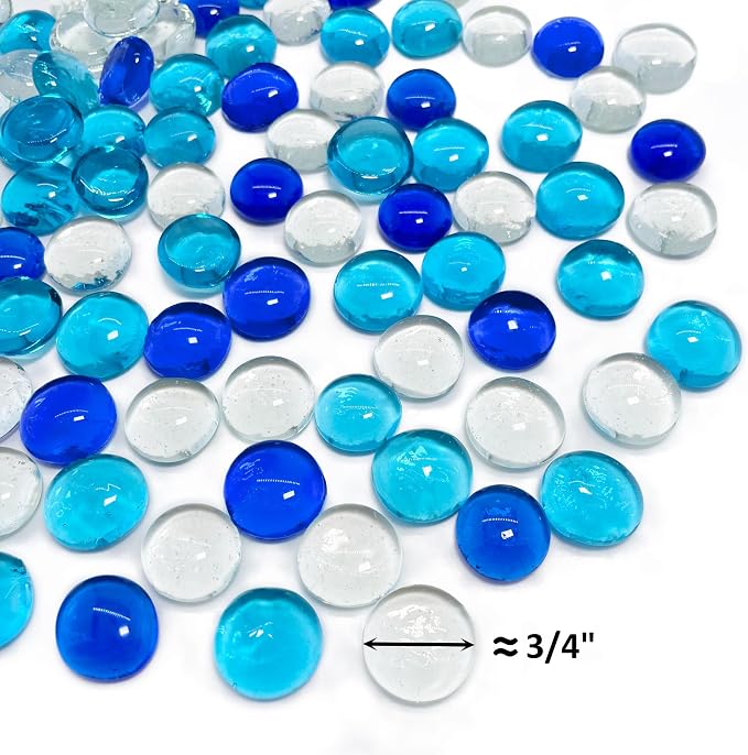 CYS EXCEL Blue Mix Glass Gemstone Beads Vase Fillers Flat Marble Beads Multiple - Image 2