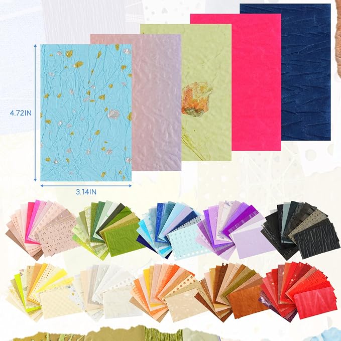 160 Sheets Textured Scrapbook Paper & Mesh Fabric Assorted Set | 10 Mixed - Image 2