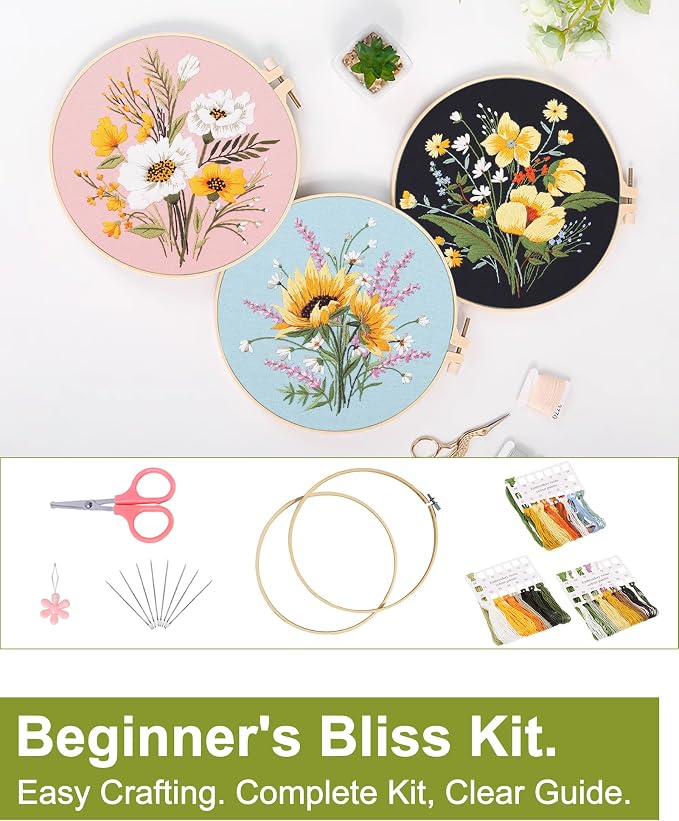 Santune 3 Pack Flower Embroidery Kit - Image 5