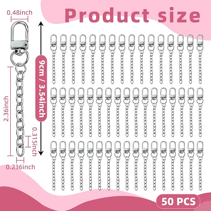 NCIWAN 50 PCS Keychain Making Kit Swivel Snap Hook Lobster Claw Clasps and - Image 3
