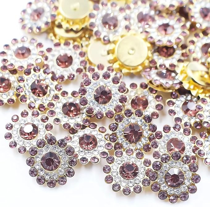 14mm 150pcs Crystals Light Purple Glass Gems Sew on Rhinestones, Metal Base by Unknown