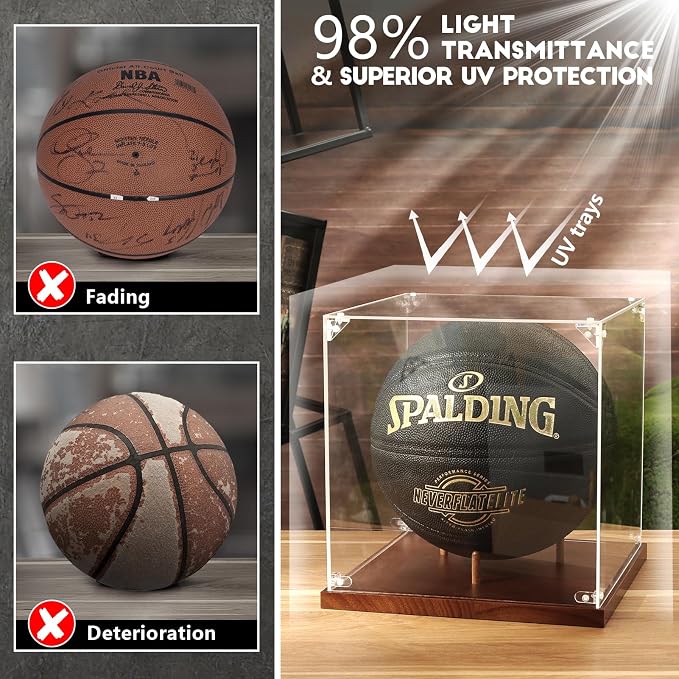 JupDec Basketball Display Case Acrylic Clear 10" Full Size - Image 4