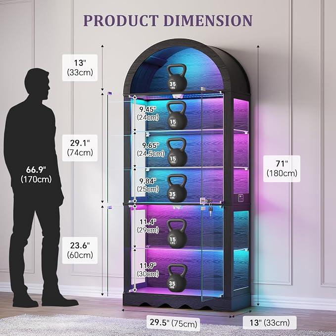 6-Tier Arched Glass Display Cabinet - Image 2