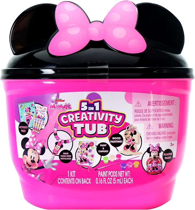 Disney Junior Minnie Mouse 5 in 1 Creativity Tub, 50-Piece Paint and Color by TaraToys