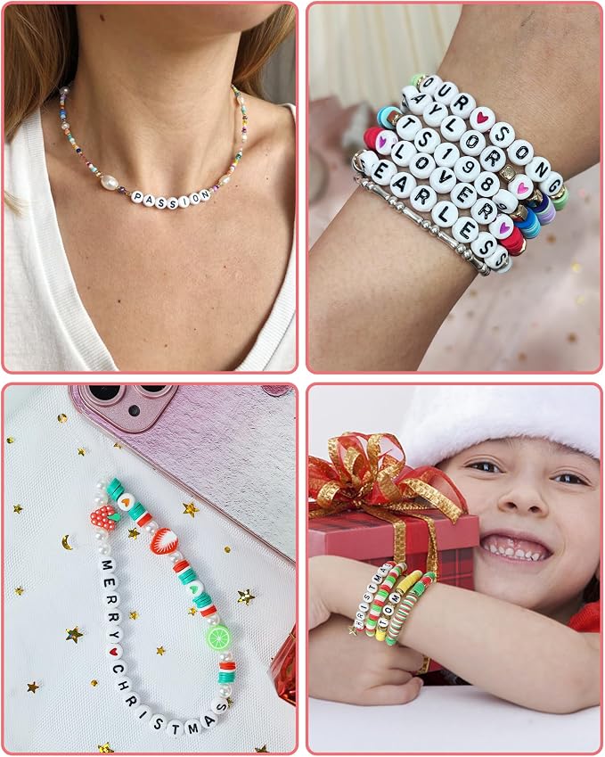 Redtwo 1600 Pcs Letter Beads Kit, 6 Styles of Colorful Alphabet Beads - Image 7