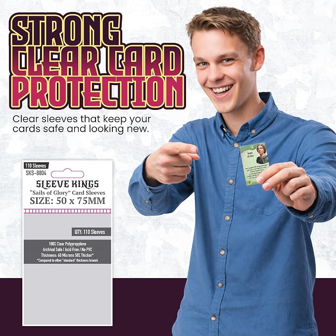 Sleeve Kings Sails of Glory Compatible Card Sleeves – 50x75mm, 110 Pack - Image 2