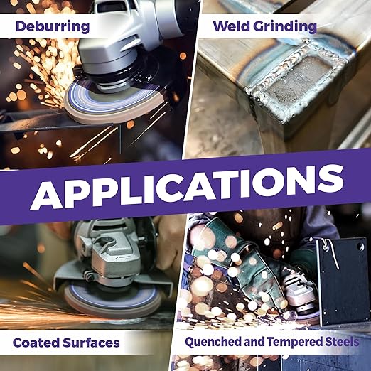 5-Pack 4.5" x 7/8" Ceramic Flap Disc, 120 Grit, Bevel Type #29, Premium Industrial Grade, High-Performance Angle Grinder Grinding Wheel for Edge Grinding - Purple