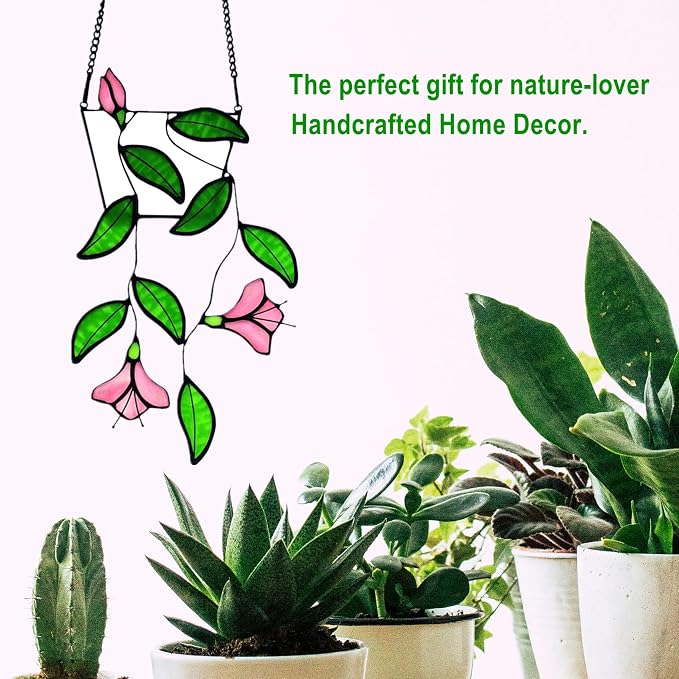 Plants Flower Stained Glass Window Hanging, Artificial Plants Sun Catchers - Image 4