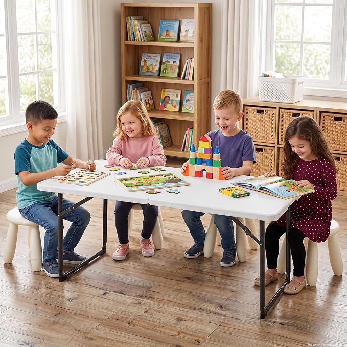 Folding Table 2 Pack, 4 FT Foldable Plastic Table - Image 2