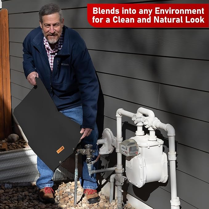 Redford Supply Co. Cold Snap (5°F) Backflow Preventer Insulation Cover, 30"W x 24"H, Pipe Insulation, Water Sprinkler Covers for Outside, Sprinkler Backflow Cover for Winter, Well Pump Bag (Black)
