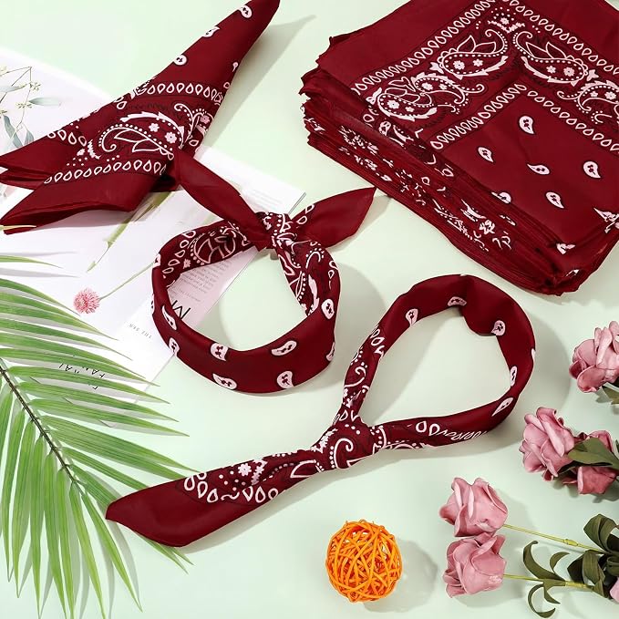 100 Pack Bandanas Unisex Paisley Bandanas Bulk Multi Purpose Cowboy Head Wrap - Image 5