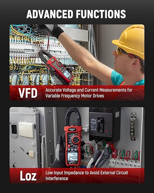 KAIWEETS Inrush Digital Clamp Meter 1000A with Backlit; Multimeter TRMS 6000 Counts, Amp Voltage Tester with VFD, LOZ Mode; Measures AC/DC Current Voltage Temperature Resistance NCV - Upgraded Screen