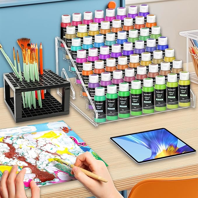 2 Pack 7-Layer Clear Acrylic Paint Holder Storage & Brush Holder Organizer | - Image 8