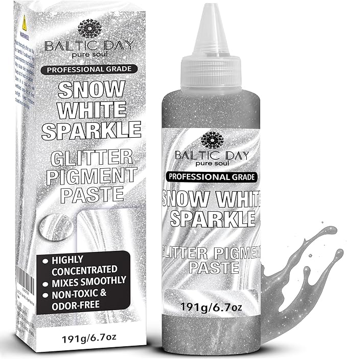 Snow White Sparkle Epoxy Pigment Paste XL – Ultra-Concentrated Opaque White by BALTICDAYpuresoul