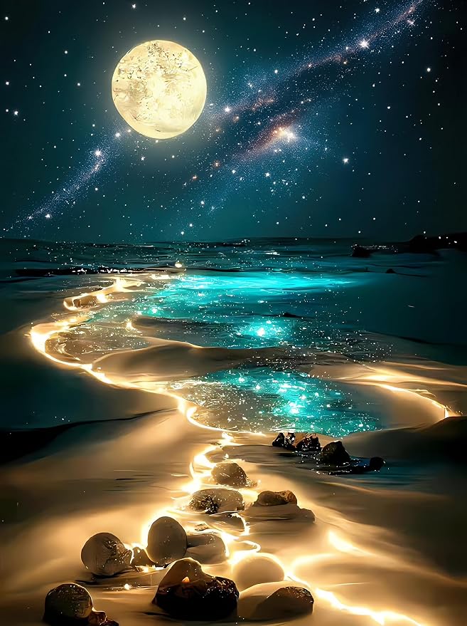 Moonlight Jigsaw Puzzles for Adults 1000 Pieces, Sparkling Beach Nature by Unknown
