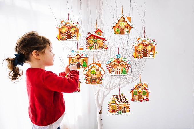 Renbuzhu 40PCS Christmas Crafts Bulk: Gingerbread House Paper Suncatchers DIY - Image 7