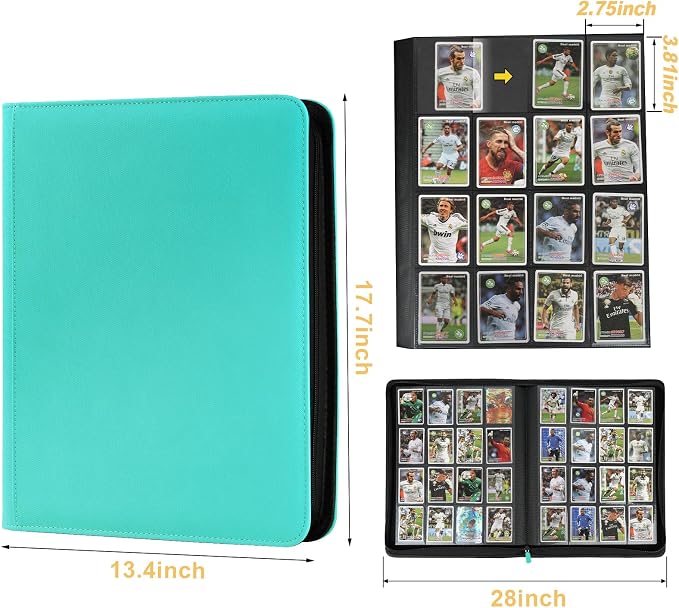 16 Pocket Ringless Side Loading Trading Card Binder, 1024 Cards PU Fixed Page - Image 2