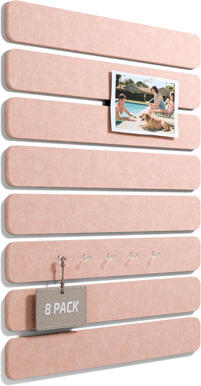 Fluxynara Cork Board Alternative Felt Strip Board 8-Pack 13"x2", Office Pin by FLUXYNARA