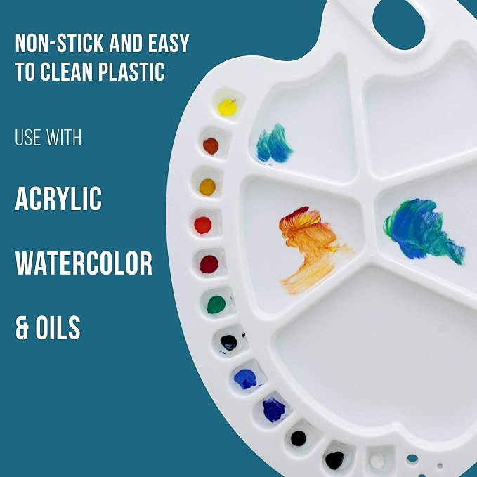 U.S. Art Supply 10" x 13.5" Clear Oval Acrylic Painting Palette - Image 4