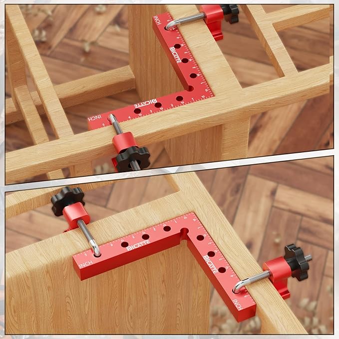 90 Degree Positioning Square Right Angle Clamp(5.5" +4.7") Aluminum Alloy Woodworking Carpenter Tool,4 Pcs Right Angle Clamps With 8 Clamps,For Picture Frame Box Cabinets Drawers