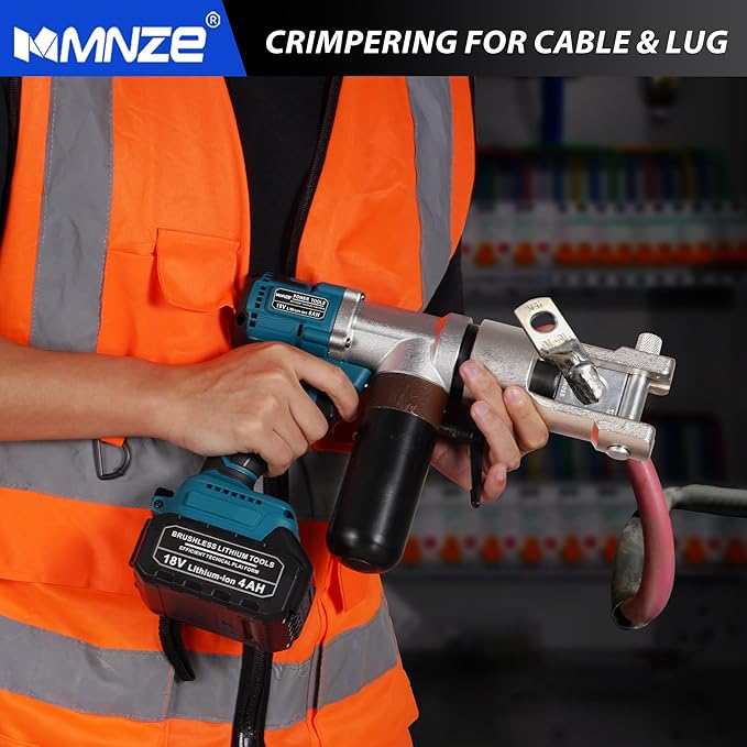 Electric Hydraulic Cable Lug Crimping Tool 9 Ton Hydraulic Electrical Wire Terminal Cable Lugs Crimper Rechargeable Crimping Tool Kits with 11 Dies, 8 AWG to 500 MCM