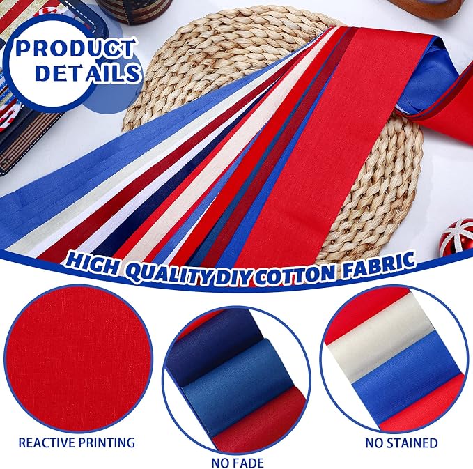 Hosuly 40 Pcs Red White Blue Solid Colors Jelly Fabric - Image 6