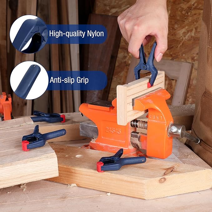 WORKPRO Spring Clamp Set, 16-Piece 3-3/8" Nylon Spring Clamp with Adjustable Jaw Pads and High-strength Spring for Woodworking, Photography Backdrops and DIY Projects