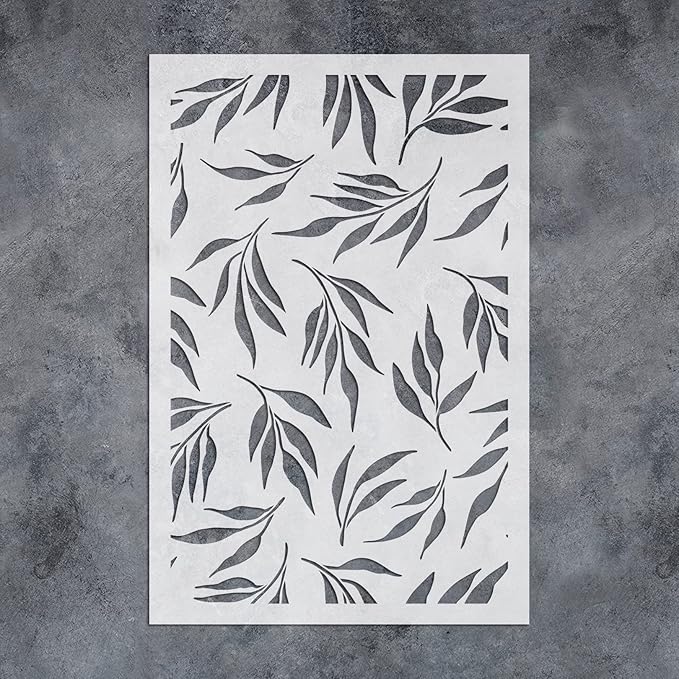 GSS Designs Leaf Wall Stencils for Painting Repeatable Pattern for Wallpaper by GGSSDesigns