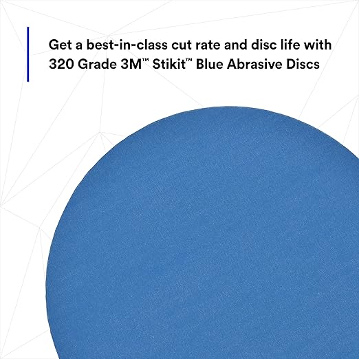 3M Stikit Blue Abrasive Disc Roll, 36210, No Hole, 6 in, 320+ Grade, Pack of 100, Automotive Sanding Discs for Coating Removal, Body Repair, Auto Sanding, Primer Sanding